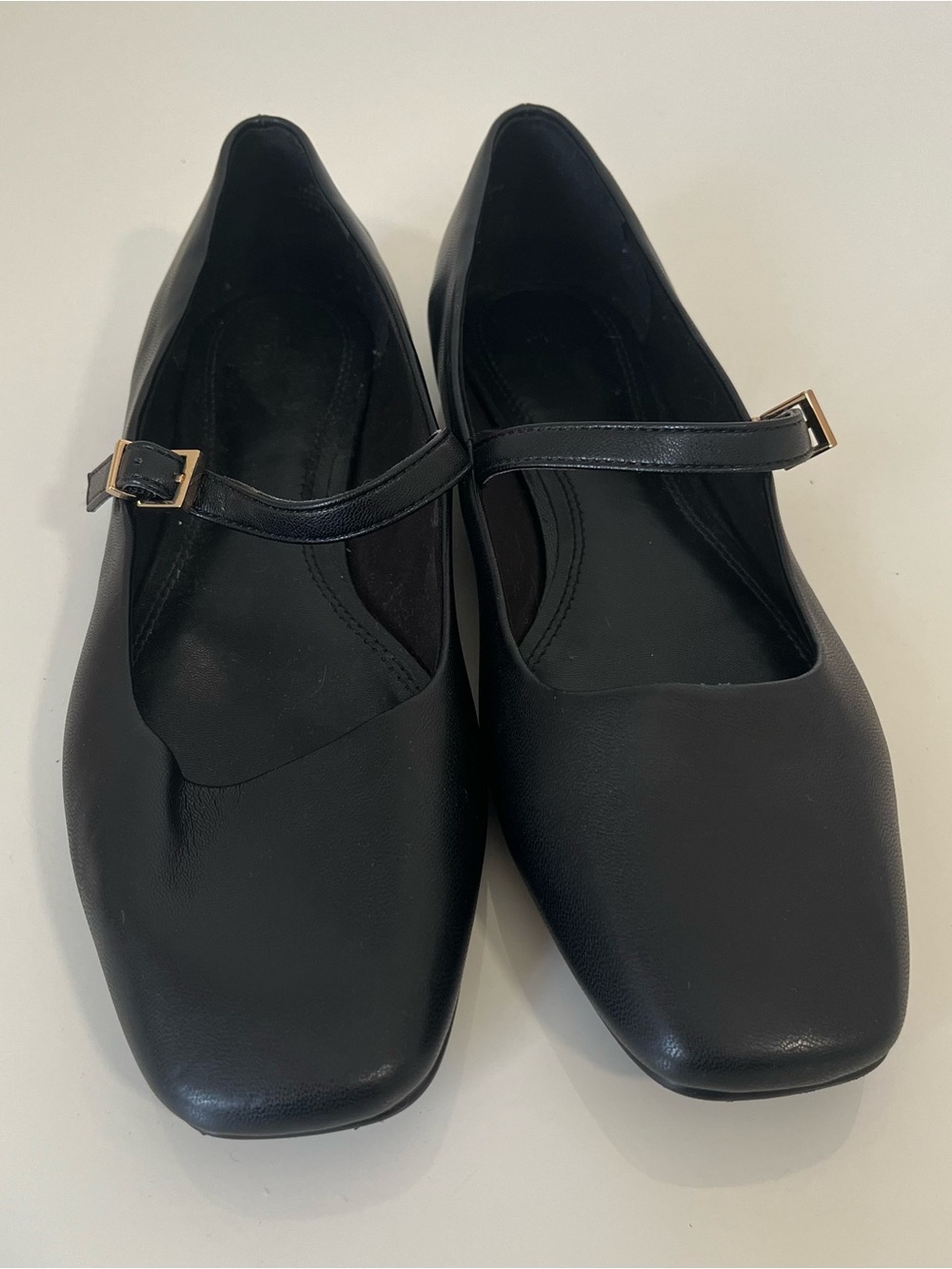 H&M Black Mary Jane Flats with Gold Buckle